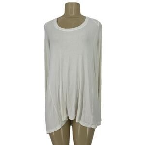 Free People Relaxed Scoop Neck Long Sleeve Tee in Ivory